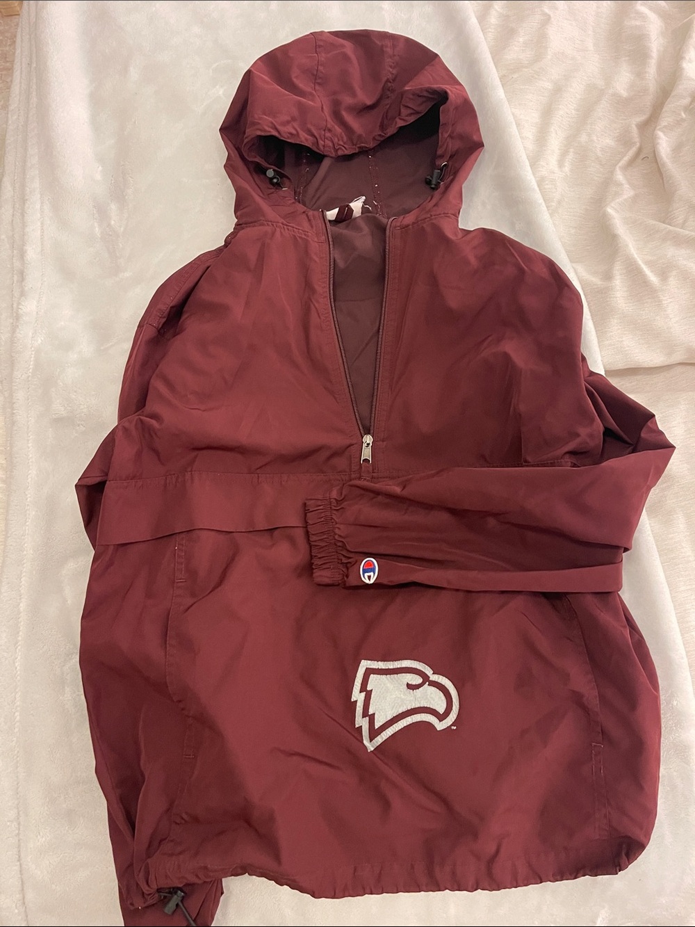 Maroon Hooded Pullover Windbreaker with Winthrop Logo